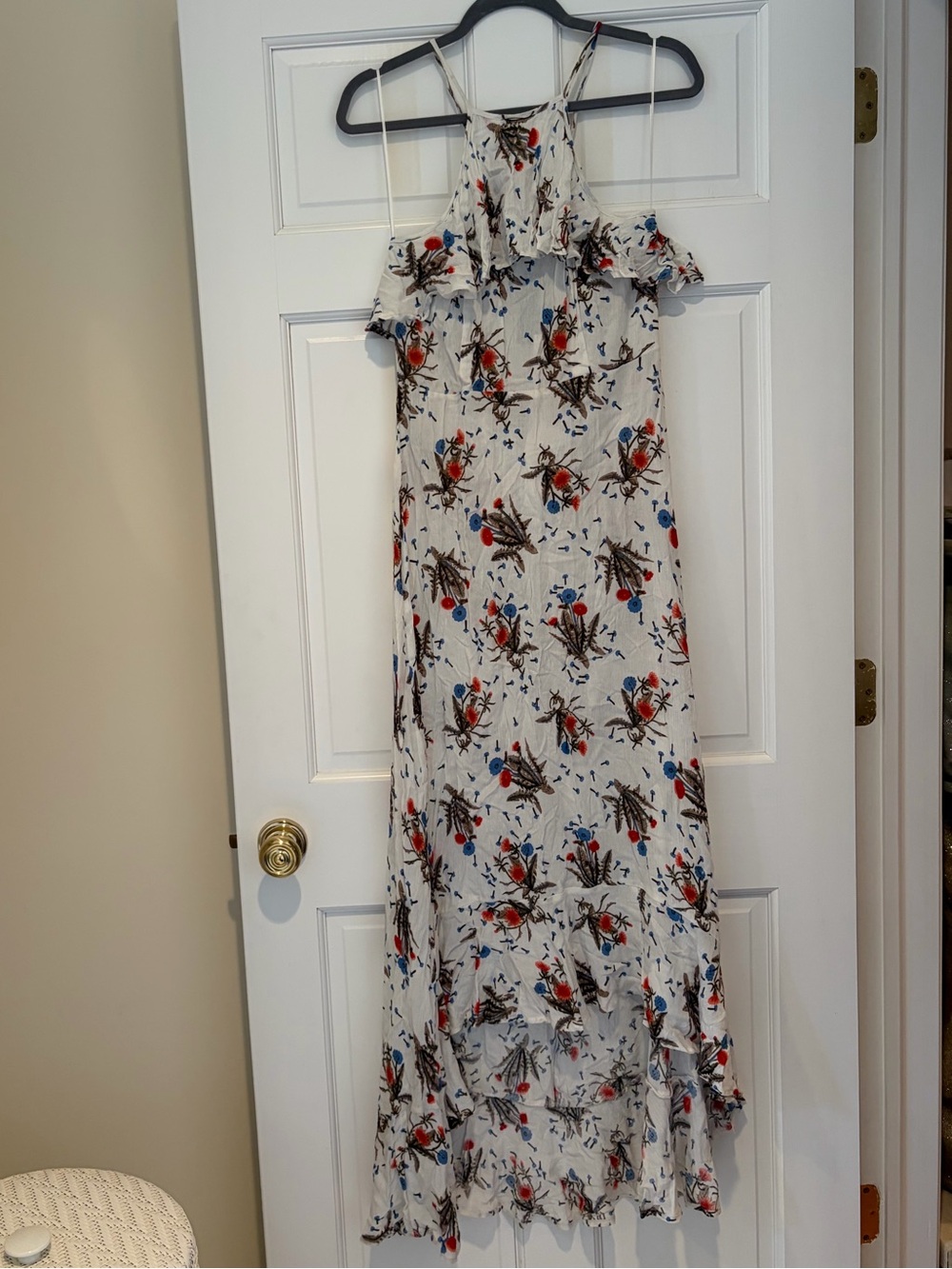 NWT re:named Summer Nights Women’s Cream Floral Ruffle Maxi Dress